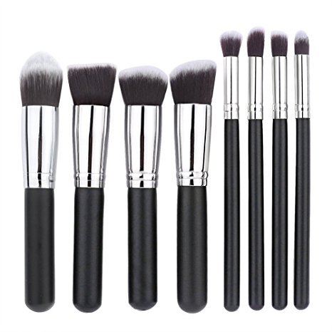 Makeup Brush Set Premium Kabuki Cosmetic Brushes Set Tools Cosmetics Eyeshadow Foundation Blending Blush Eyeliner Face Powder Kit&Applicators-Professional Grade&Tested Synthetic Bristles 8Pcs