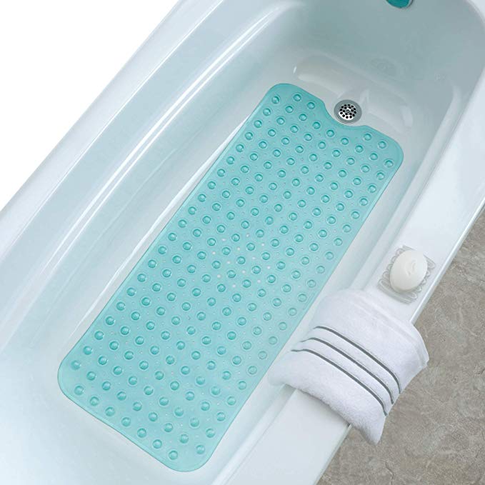 SlipX Solutions Aqua Extra Long Bath Mat Adds Non-Slip Traction to Tubs & Showers - 30% Longer than Standard Mats! (200 Suction Cups, 100cm Long - Extended Coverage, Machine Washable)