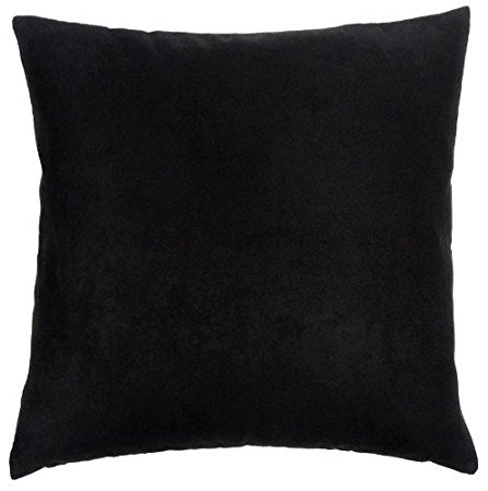 DreamHome - Solid Faux Suede Euro Pillow Cover, 26" X 26" - Black