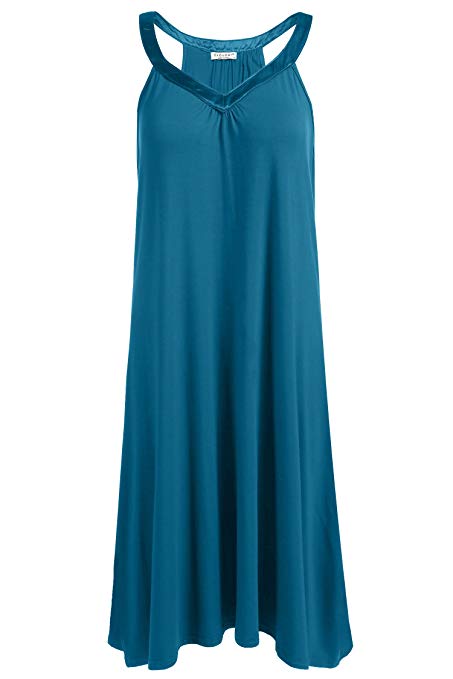 Ekouaer Nightgown Womens Sleeveless Sleepwear V Neck Racerback Sleep Dress S-XXL