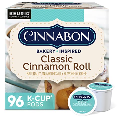 Cinnabon Classic Cinnamon Roll, Single-Serve Keurig K-Cup Pods, Flavored Coffee, 96 Count