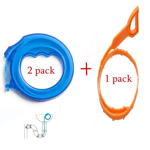 Hair Drain Clog Remover Drain Relief Tool for Drain Cleaning 17''(2 Pairs) and Clog Remover Drain Snake Cleaning Tool
