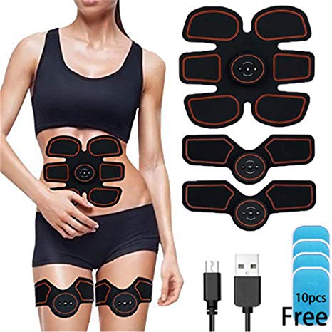 Intee 2019 New Version Muscle Toner Belt ABS Stimulator Smart Fitness Trainer Body Gym Workout Equipment   Free 10pcs Gel Pads