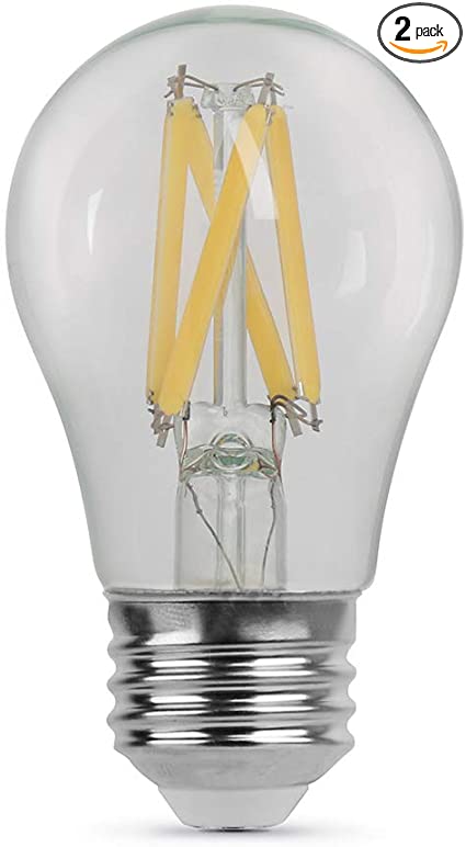 Feit Electric BPA1575/827/FIL/2 75 Watt Equivalent 800 Lumen Dimmable A15 LED Filament Light Bulb E26 Base, 3.2"H x 1.85"D, 2700K (Soft White), 2 Piece