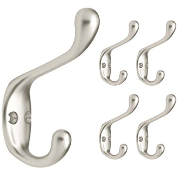 Franklin Brass FBCHH5-MN-C 3" Coat and Hat Hook in Matte Nickel, (5-Pack)