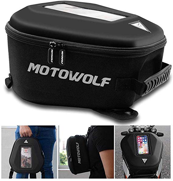 etateta Motorcycle Tank Bag, Portable Fuel Tank Case Bag with High-Touch Screen Film and Reflective Logo, Dustproof and Waterproof, Black (11‘’X 8'' X 12 '')