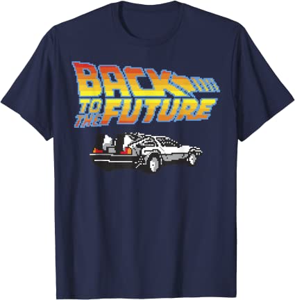 Back To The Future 8-Bit Delorean Logo Graphic T-Shirt