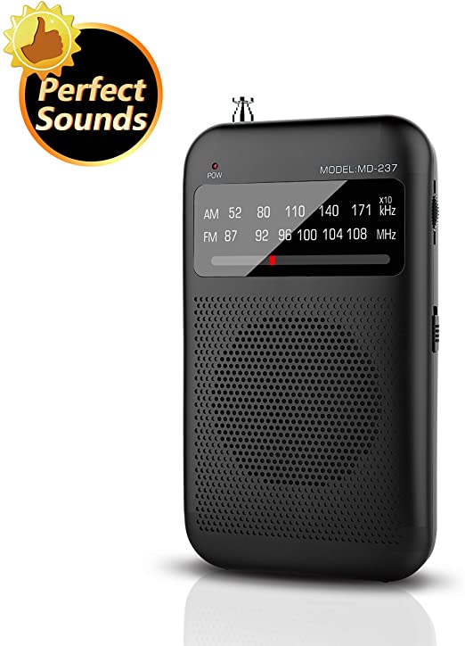 AM FM Radio Portable Radio Battery Operated by 2 AA Batteries, Transistor Pocket Radio with Best Reception, Sounds and Large Speaker Handheld Size for Indoor or Outdoor