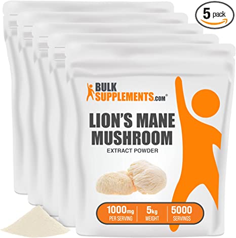 BULKSUPPLEMENTS.COM Lion's Mane Mushroom Extract - Lions Mane Supplement Powder - Lions Mane Powder - Lions Mane Extract - Lions Mane Mushroom Supplement - 1000mg per Serving (5 Kilograms - 11 lbs)