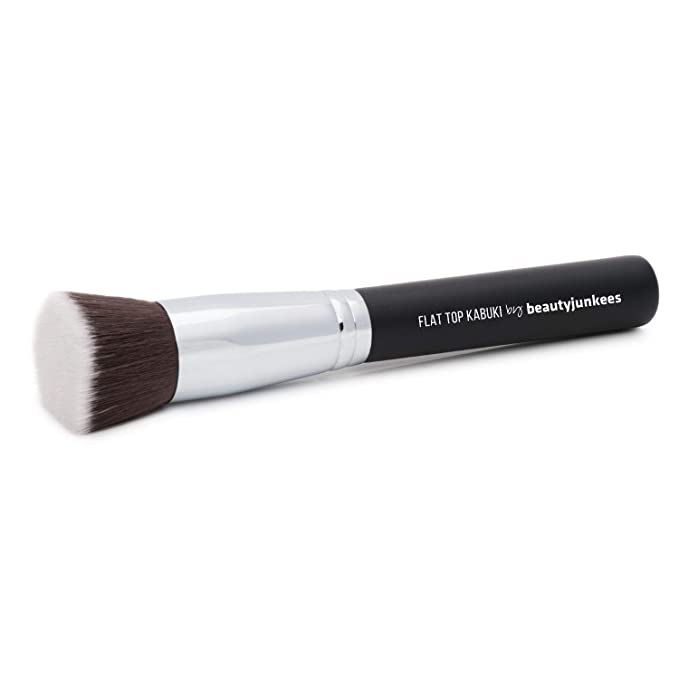 Flat Top Kabuki Foundation Brush - Beauty Junkees Professional High Density Makeup Brushes for Liquid, Cream, Powder Make Up, Buffing, Blending, Stipple Applicator for a Flawless Face, Synthetic
