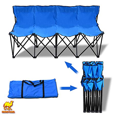 Strong Camel Folding Portable Team Sports Sideline Bench 4 Seater Outdoor Waterproof Carry Bag