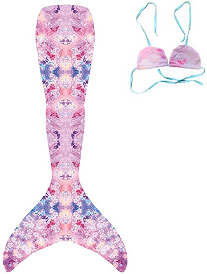 Mermaid Tails for Swimming for Girls Swimsuits Bikini Bathing Suit Set for 3-12Y,2Pcs