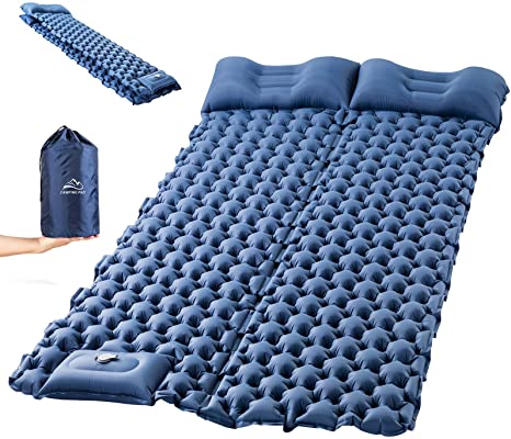 Sleeping Pad for Camping, LUXEAR Inflatable Camping Pad for 2 Person Foot Press Lightweight Backpacking Mat for Hiking Travel Camping Durable Waterproof Air Mattress Compact Hiking Pad