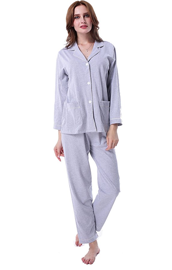 Women's Cotton Pajamas Comfort Sleepwear With Long Sleeve PJ set