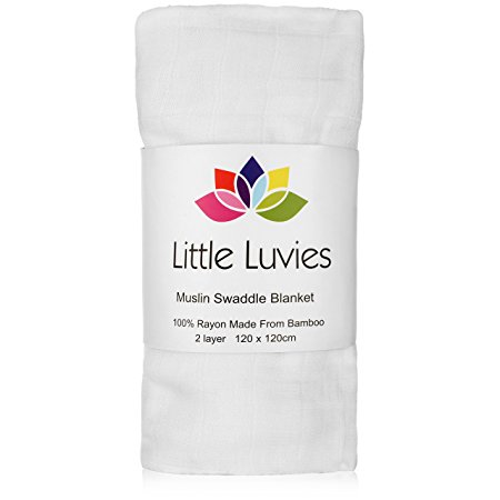 Little Luvies Ultra Soft 100% Bamboo Swaddle Blanket in Angel White