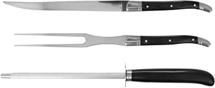 Slitzer 3-piece European Style Carving Set, Slicing Knife, Fork and Sharpener in a Gift Box