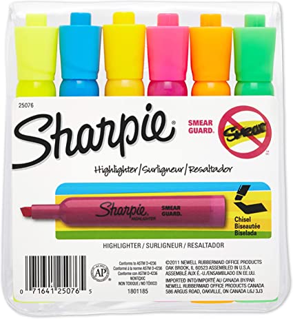 6 Colored Highlighters (Tank-Style)