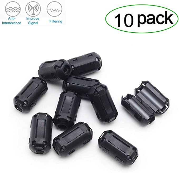Topnisus [Pack of 10] Clip-on Ferrite Core Ring Bead Anti-Interference High-Frequency Filter RFI EMI Noise Suppressor Cable Clip (13mm Inner Diameter)