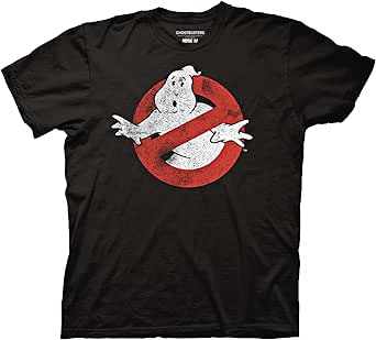 Ripple Junction Ghostbusters Men's Short Sleeve T-Shirt Classic Distressed No Ghost Movie Logo Officially Licensed