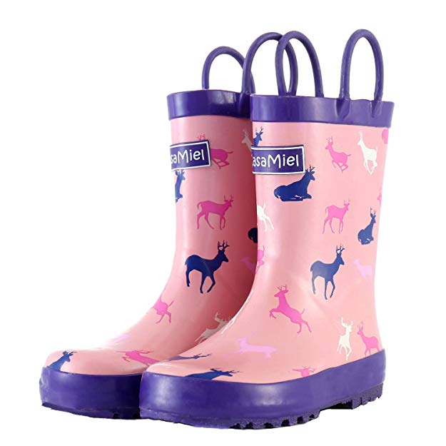 CasaMiel Kids Rain Boots for Toddlers Unisex Rain Boots for Boys&Girls, Handmade Natural Rubber Boots for Children