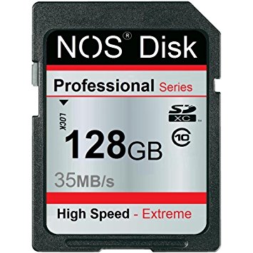 NOS Disk Extreme 128 GB SD SDXC Class 10 up to 35 MB/s Memory Card, 128 GB SD SDXC Card Class 10