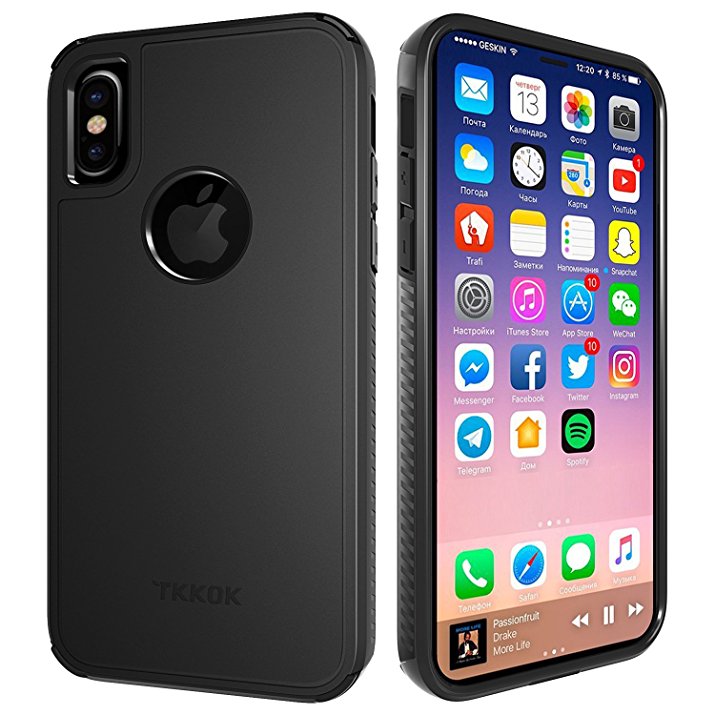 TKKOK iPhone X Case Black, iPhone 10 Case, Slim Hybrid Cushion Scratch Resistant Shockproof Hard Back Protective Cover for Apple iPhone X / 10 Phone 2017