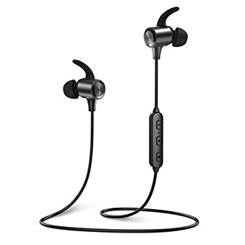Bluetooth Headphones, Wireless Earphones : Bluetooth 4.2, IPX6, Magnetic, Noise Cancelling Mic, 9hrs Playtime Sport Earbuds APtX in Ear Sweatproof for Running, 025 BLACK-01