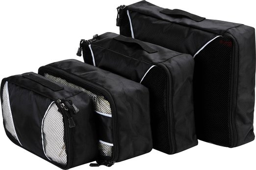 LUXEHOME 4 Piece Nylon Travel Packing Cubes Set - Organizers and Compression Pouches System for Carry-on Luggage Accesories, Suitcase and Backpacking
