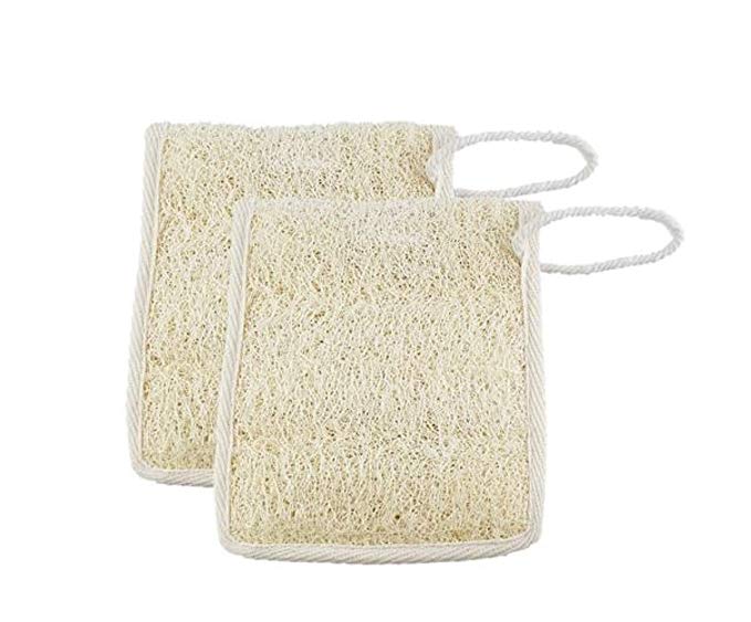 SRIVILIZE888 Scrub Soap Bags Natural Organic 100% Loofah fibres Sponge Scrubbing Exfoliating Soap Pouch Eco-Friendly Young Smooth Skin for Bath Shower (Set of 2)
