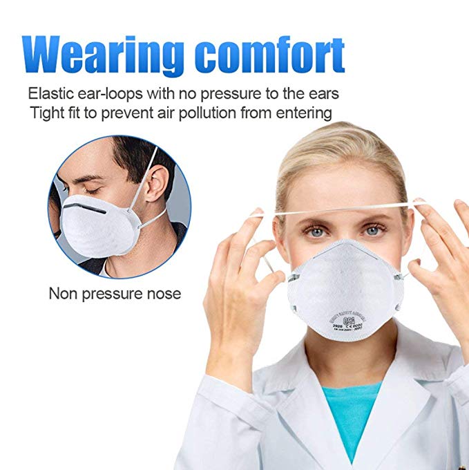 Disposable Respiratory Mask for Dust N95 Anti-Virus and PM2.5 Mask, FFP2 Mask Dust Face Mask QSA 2000, Flow Valve Smoke Anti-Infection Safety Mask (4pcs)
