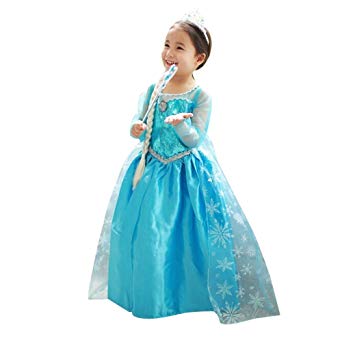 loel Princess Inspired Girls Snow Queen Party Costume Dress