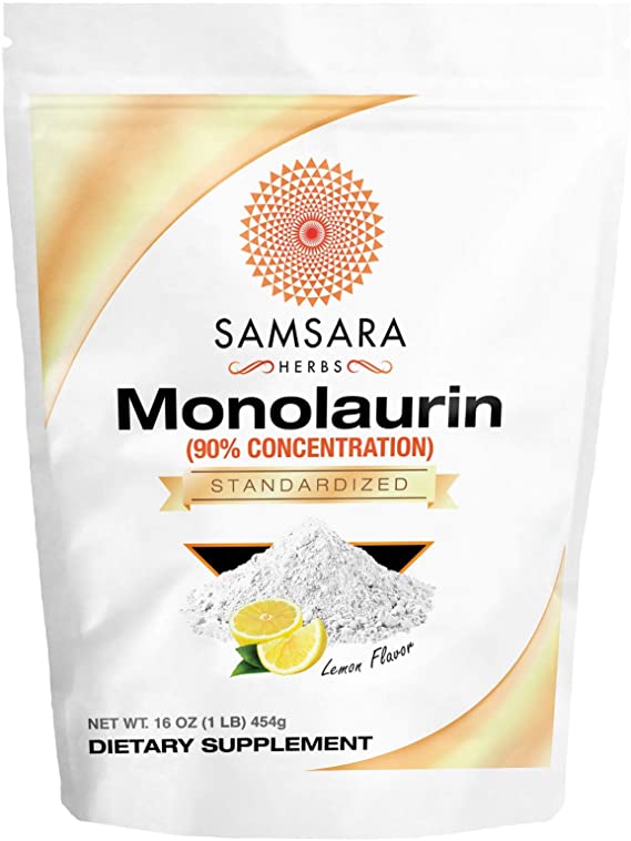 Samsara Herbs Monolaurin Lemon-Flavored Extract Powder (16oz/454g) Immune Support - Lauricidin Coconut Extract Powder - Equals 760x600mg Monolaurin Capsules Powder