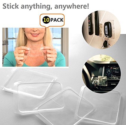 Universal non-slip mats, Sticky Anti-Slip Gel Pads, Stick to Car Golf Cart Boating Kitchen Cabinets etc, Holds Cell Phones Sunglasses Speakers etc. Easy Remove, Stick to Anywhere&Holds Anything 10pcs