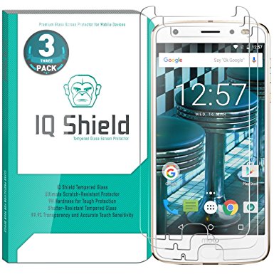 Moto Z2 Force Screen Protector (3-Pack), IQ Shield Tempered Ballistic Glass Screen Protector for Moto Z2 Force 99.9% Transparent HD and Shatter-Proof Shield