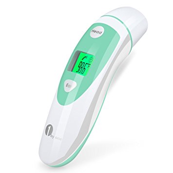 1byone Medical Infrared Forehead & Ear Thermometer with LCD Display, Memory Storage, FDA & CE Approved