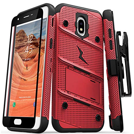 Zizo Bolt Series Compatible with Galaxy J7 2018 Case Military Grade Drop Tested with Tempered Glass Screen Protector Holster Galaxy J7 Refine J7 Star