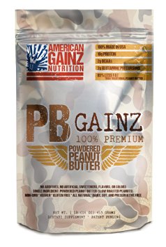 PB GAINZ - 100% American Made │ #1 Premium Powdered Peanut Butter made from High Oleic Peanuts | Premium Plant Protein | All Natural | No GMO | Gluten, Dairy, Soy, Preservative Free
