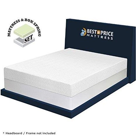 Best Price Mattress 8" Memory Foam Mattress & New Innovative Box Spring Set, Full, White