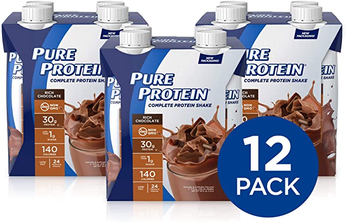 Pure Protein Complete Ready to Drink Shakes, High Protein, Rich Chocolate, 11oz, 12 Count