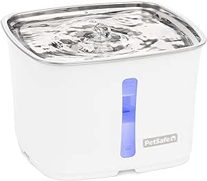 PetSafe Viva Pet Fountain for Cats and Small Dogs – 1.8L/64 oz, Indoor Stainless-Steel Pet Fountain with Whisper Quiet Pump, Dishwasher Safe, Easy to Clean, Water Filters Included