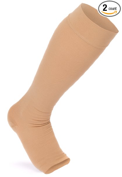 Maternity Compression Stockings: Premium Open Toe Pregnancy Socks With Guaranteed Joint & Muscle Pain Relief. Best Leg, Ankle, And Feet Support Treatment For Swelling, Varicose Veins, & Edema (1-Pair)