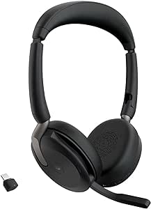 Jabra Evolve2 65 Flex - Micro-Casque stéréo sans Fil Bluetooth avec Technologie à réduction de Bruit ClearVoice et ANC Hybride - Certifé MS Teams - Noir