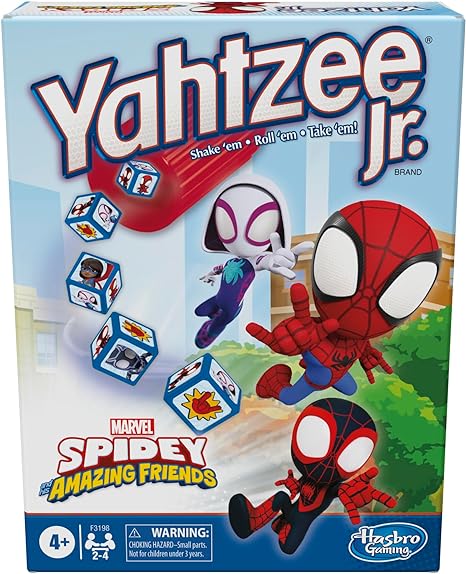 Hasbro Yahtzee Jr.: Marvel Spidey and His Amazing Friends Edition Board Game for Kids Ages 4 and Up, Counting and Matching Game for Preschoolers, English