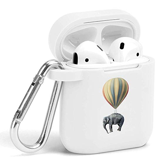 Case for Air Pods - Cute Flexible Protector Silicone Holder Cover with Keychain Accessories Compatible with Airpods 1 2 Elephant Animal