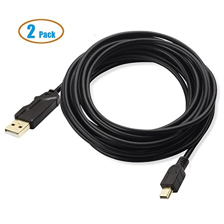 AllEasy Mini USB Cable USB 2.0 Type A to Mini B Cable Male Cord for PS3 controller , MP3 Players, Digital Cameras,etc, 15ft/4.5m (2-Pack)