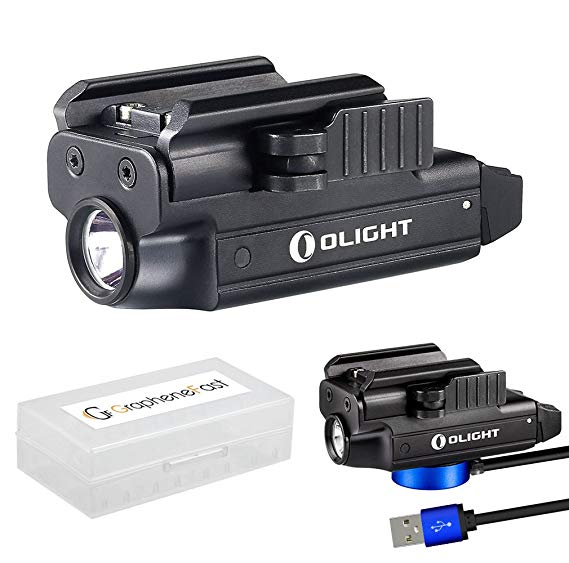 OLIGHT PL-MINI Valkyrie Cree XP-L LED Rechargeable Pistol Light including Battery, Bundle GrapheneFast Battery Case (400 lumen)