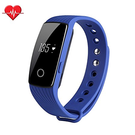 Fitness Tracker Bluetooth 4.0 Heart Rate Monitor, TINCINT ID107 Pedometer Watch Activity Tracker Calorie Counter Life-Waterproof Fitness Band with Soft Silicon Wristband for Android iOS Smartphones