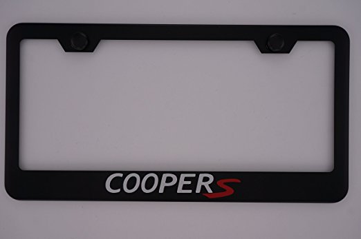 Mini Cooper S Black License Plate Frame with Caps