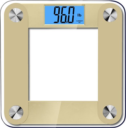 BalanceFrom High Accuracy MemoryTrack Plus Digital Bathroom Scale with "Smart Step-On" and MemoryTrack Technology, Extra Large Dual Color Backlight Display [NEWEST VERSION] (Gold)