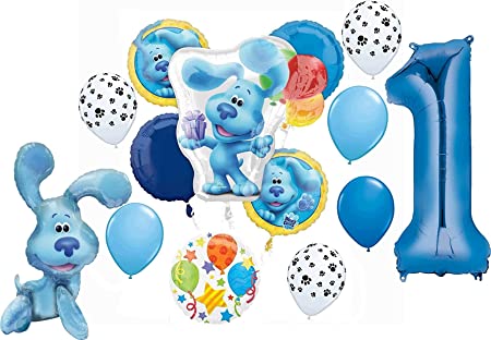 Blue's Clues 1st Birthday Party Supplies Blue the Dog Table Topper Balloon Bouquet Decorations